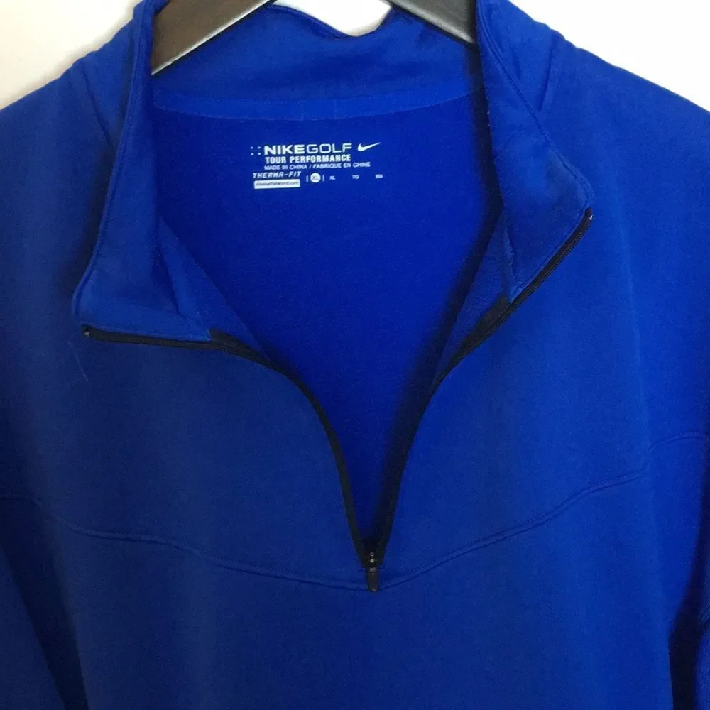 Nike Golf Mens 1/4 Zip Blue Long Sleeve Fleece Pullover Shirt - sz XL